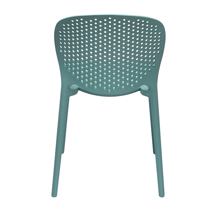 Pemberly Row Mid-Century Plastic Side Chair in Blue (Set of 4)