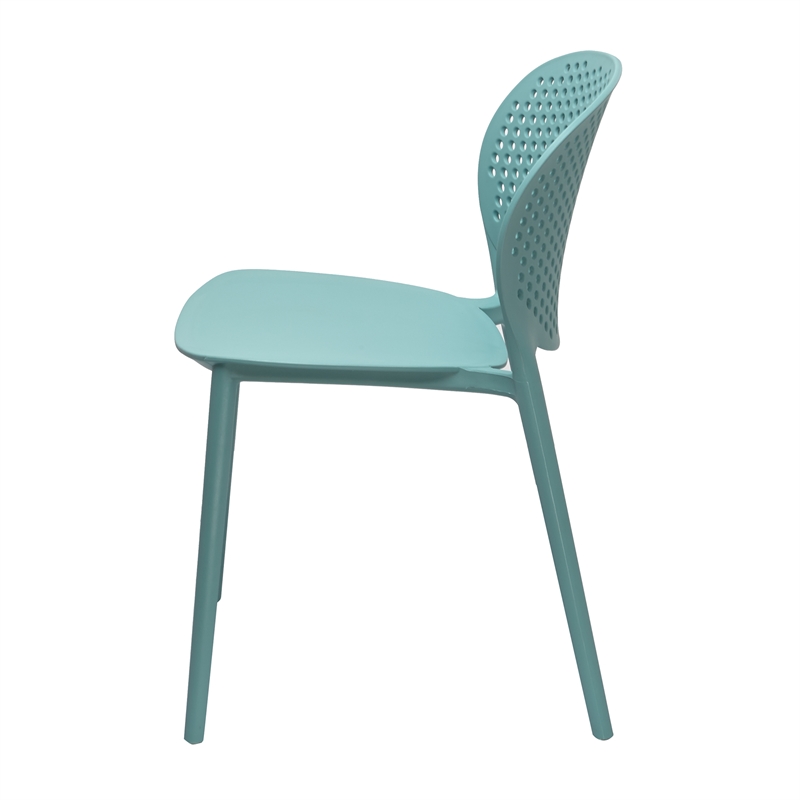 Pemberly Row Mid-Century Plastic Side Chair in Blue (Set of 4)
