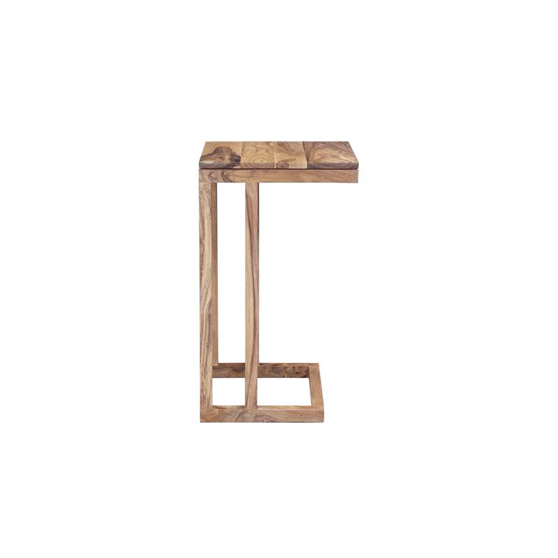 Pemberly Row Contemporary Solid Sheesham Wood C Table in Natural (Set of 2)