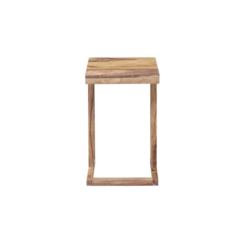 Pemberly Row Contemporary Solid Sheesham Wood C Table in Natural (Set of 2)