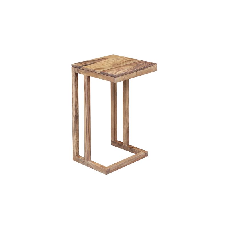 Pemberly Row Contemporary Solid Sheesham Wood C Table in Natural (Set of 2)