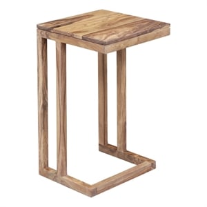 Pemberly Row Contemporary Solid Sheesham Wood C Table in Natural (Set of 2)
