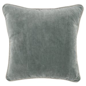 Pemberly Row 18x18&quot Square Cotton Velvet Throw Pillow in Sage Green