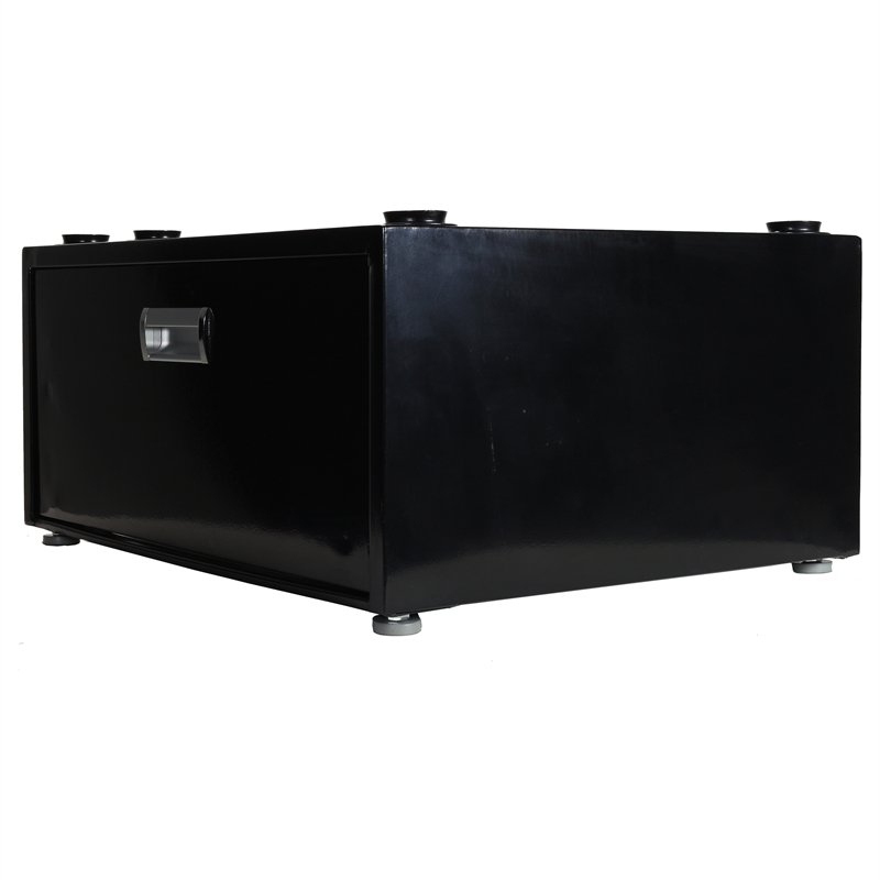 Pemberly Row Contemporary Laundry Pedestal with Drawer in Black