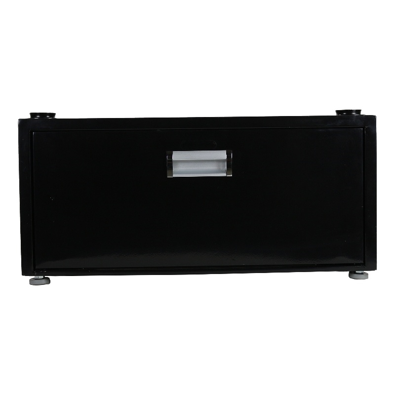 Pemberly Row Contemporary Laundry Pedestal with Drawer in Black