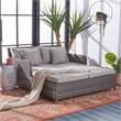 Pemberly Row Polyester/Steel Metal Outdoor Daybed with Pillows in Gray