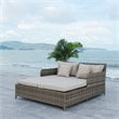 Pemberly Row Polyester/Steel Metal Outdoor Daybed with Pillows in Gray