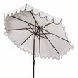 Pemberly Row 9ft Crank Metal Outdoor Umbrella in White and Black