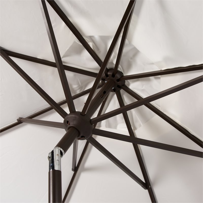 Pemberly Row 9ft Crank Metal Outdoor Umbrella in White and Black