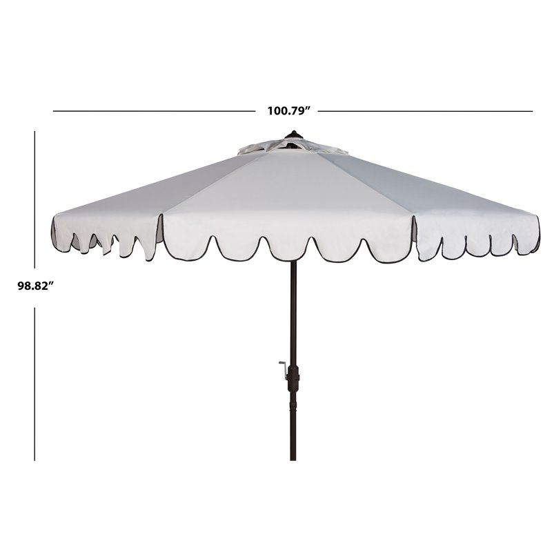 Pemberly Row 9ft Crank Metal Outdoor Umbrella in White and Black