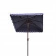 Pemberly Row Elegant Valance 7.5ft Square Metal/Polyester Umbrella in Navy/White