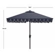 Pemberly Row Elegant Valance 7.5ft Square Metal/Polyester Umbrella in Navy/White