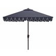 Pemberly Row Elegant Valance 7.5ft Square Metal/Polyester Umbrella in Navy/White