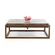 Pemberly Row Square Modern Concrete Stone Coffee Table in Dark Gray/Walnut