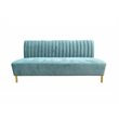 Pemberly Row Modern Fabric & Stainless Steel Sofa in Light Green/Gold