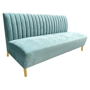 Pemberly Row Modern Fabric & Stainless Steel Sofa in Light Green/Gold