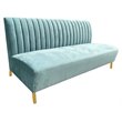 Pemberly Row Modern Fabric & Stainless Steel Sofa in Light Green/Gold