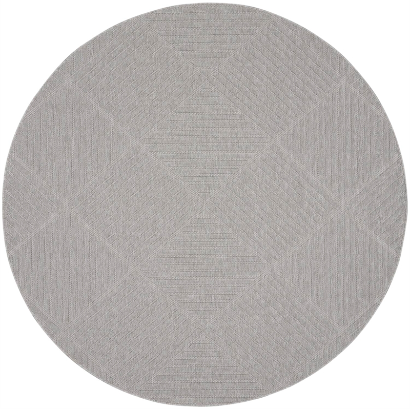 Pemberly Row Round Contemporary Polypropylene Area Rug in Light Gray