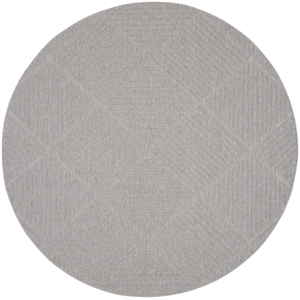 Pemberly Row Round Contemporary Polypropylene Area Rug in Light Gray