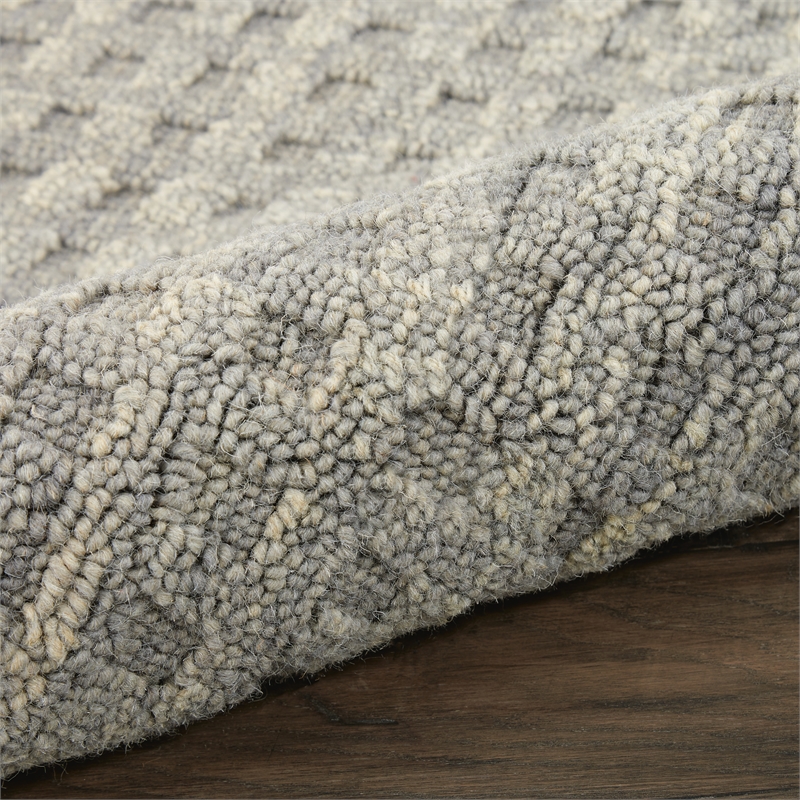 Pemberly Row Rectangle Contemporary Wool Area Rug in Charcoal