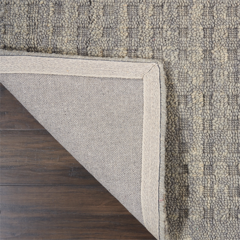 Pemberly Row Rectangle Contemporary Wool Area Rug in Charcoal