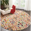 Pemberly Row Contemporary 8' x ROUND Ivory Floral Indoor Rug