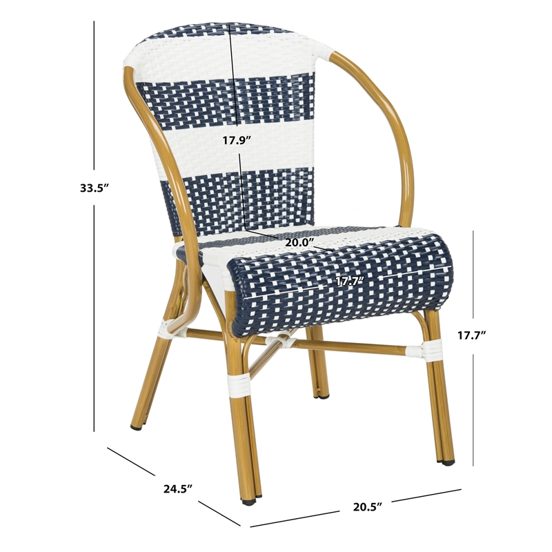 Pemberly Row Wicker/Rattan Side Chairs in Navy and White (Set of 2)