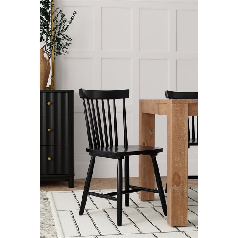 Pemberly Row Modern / Contemporary Set of 2 Side Chairs in Black