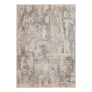 Pemberly Row Beige & Gray Painterly Rustic Textures 63&quot x 87&quot Fabric Indoor Rug