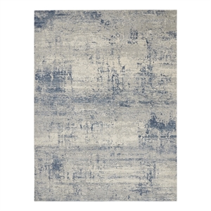 Pemberly Row Rustic Textures 94&quot x 126&quot Fabric Indoor Rug in Ivory/Blue Artistic