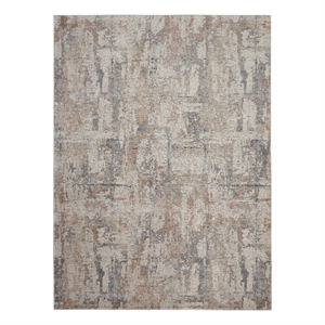 Pemberly Row Rustic Textures 94&quot x 126&quot Fabric Indoor Rug - Beige & Gray