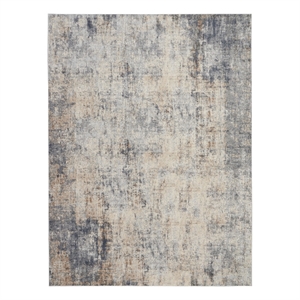 Pemberly Row Rustic Textures 94&quot x 126&quot Fabric Indoor Rug - Gray/Beige Painterly