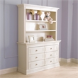 Pemberly Row Traditional Wood Hutch with Adjustable Shelves in White