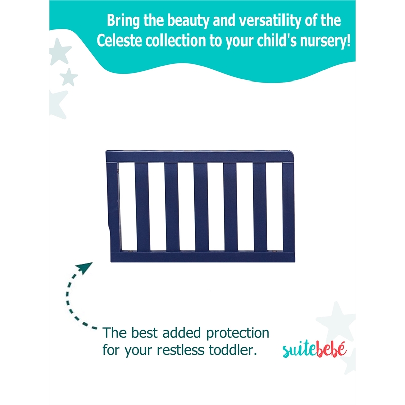 Pemberly Row Modern Wood Toddler Guard Rail in Navy Blue Finish