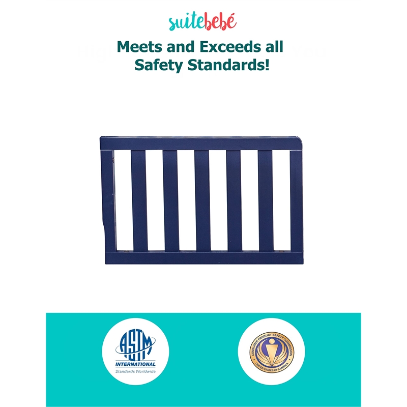Pemberly Row Modern Wood Toddler Guard Rail in Navy Blue Finish