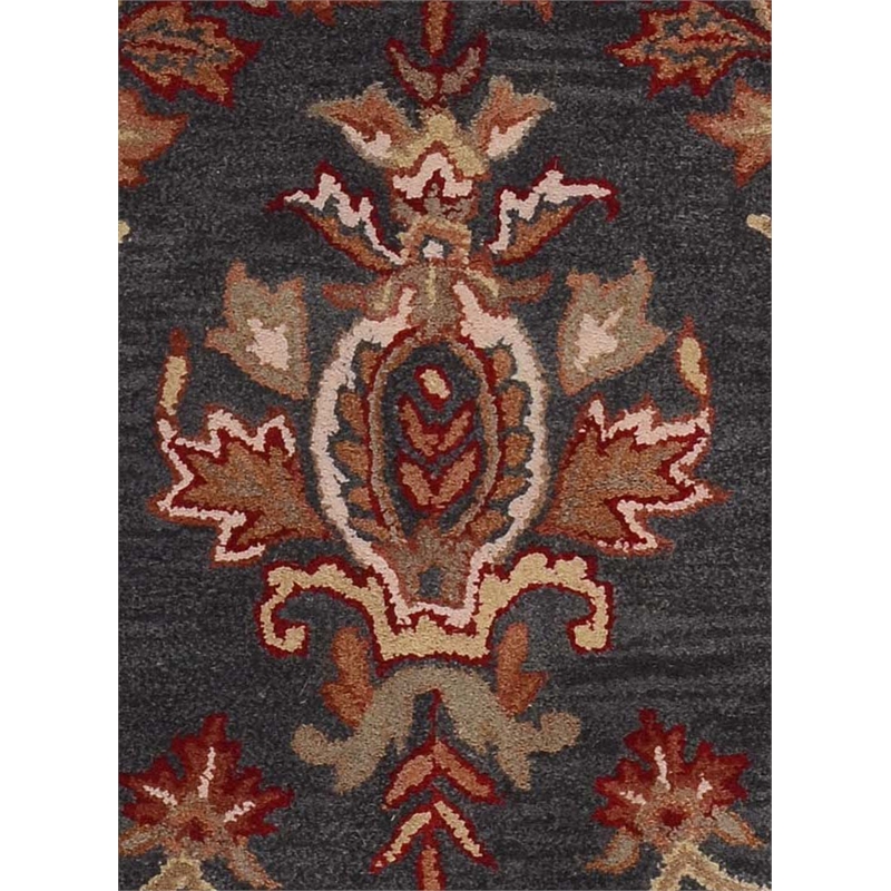 Pemberly Row Contemporary 4X6 Charcoal Handtufted Wool Area Rug