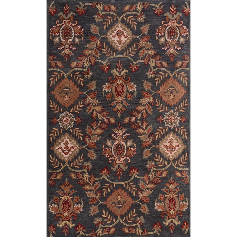 Pemberly Row Contemporary 4X6 Charcoal Handtufted Wool Area Rug