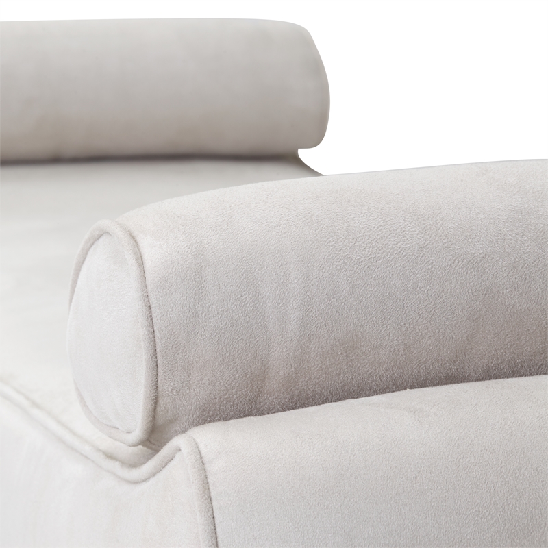 Pemberly Row Modern Faux-Suede Bed Bench - Doeskin/Chardonnay