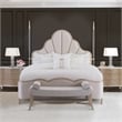 Pemberly Row Modern Faux-Suede Bed Bench - Doeskin/Chardonnay