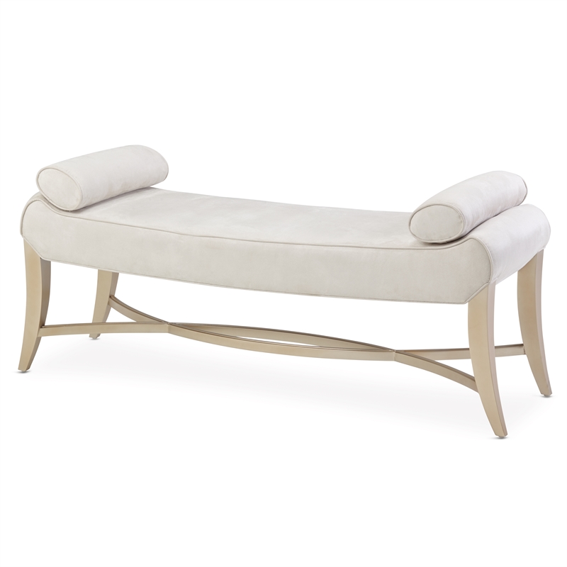Pemberly Row Modern Faux-Suede Bed Bench - Doeskin/Chardonnay
