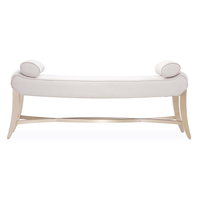 Pemberly Row Modern Faux-Suede Bed Bench - Doeskin/Chardonnay