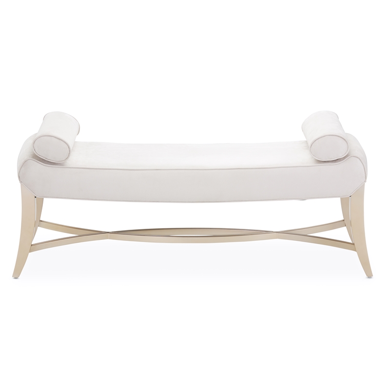 Pemberly Row Modern Faux-Suede Bed Bench - Doeskin/Chardonnay