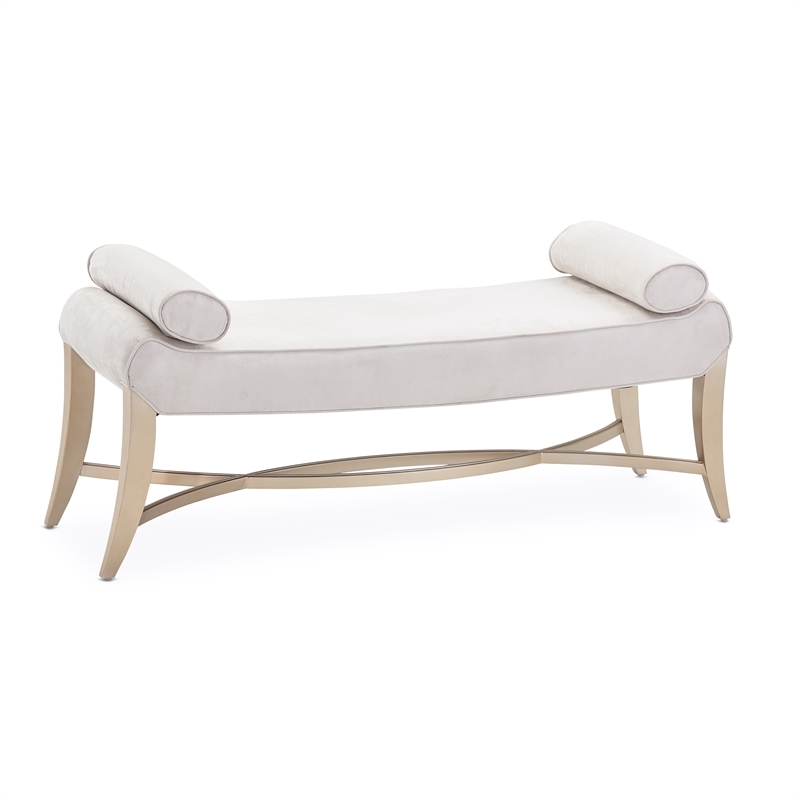 Pemberly Row Modern Faux-Suede Bed Bench - Doeskin/Chardonnay