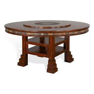 Pemberly Row Contemporary 60&quot Round Dining Table with Lazy Susan