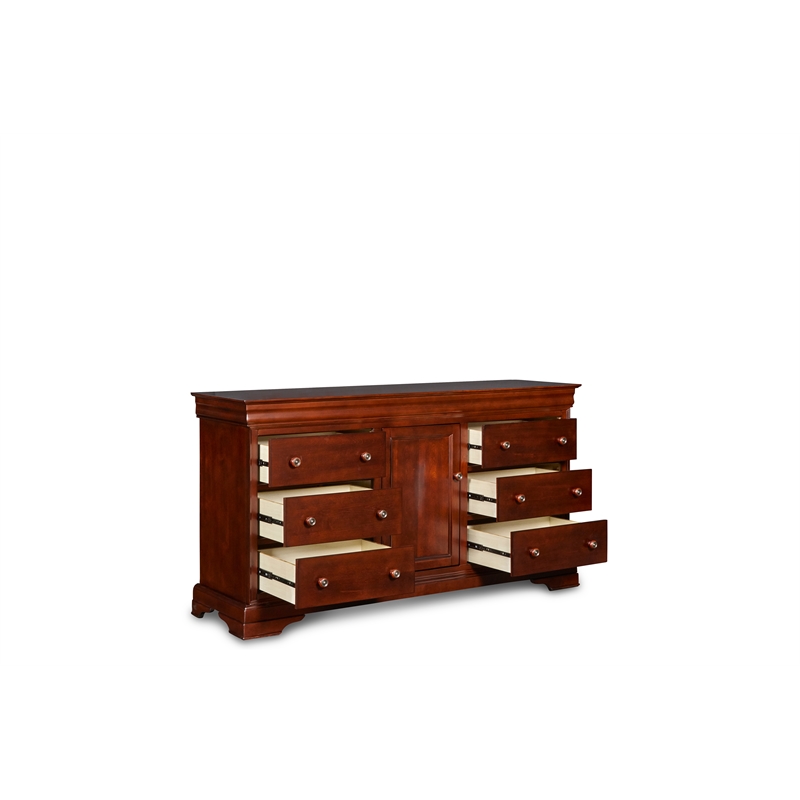 Pemberly Row Modern Solid Wood Engineered Wood Dresser in Cherry