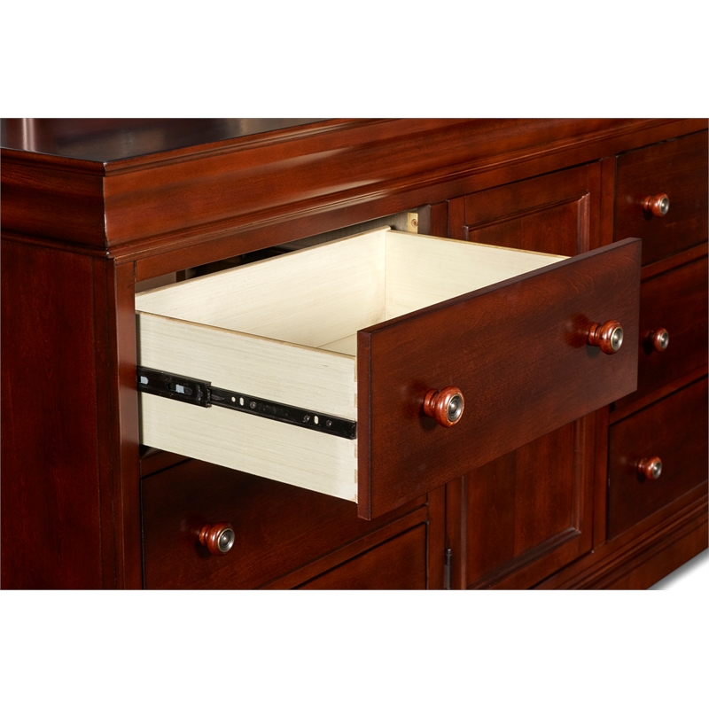 Pemberly Row Modern Solid Wood Engineered Wood Dresser in Cherry
