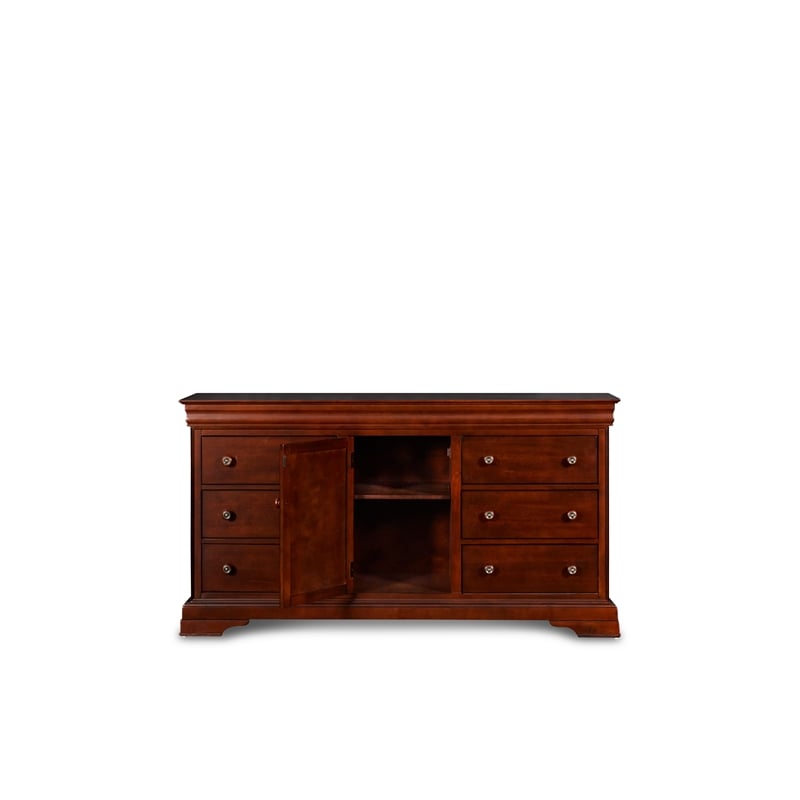 Pemberly Row Modern Solid Wood Engineered Wood Dresser in Cherry