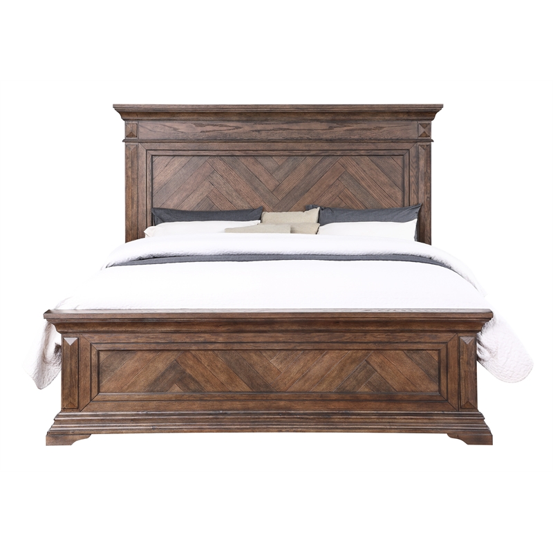 Pemberly Row Modern / Contemporary Solid Wood 6/6 Ek Bed in Walnut