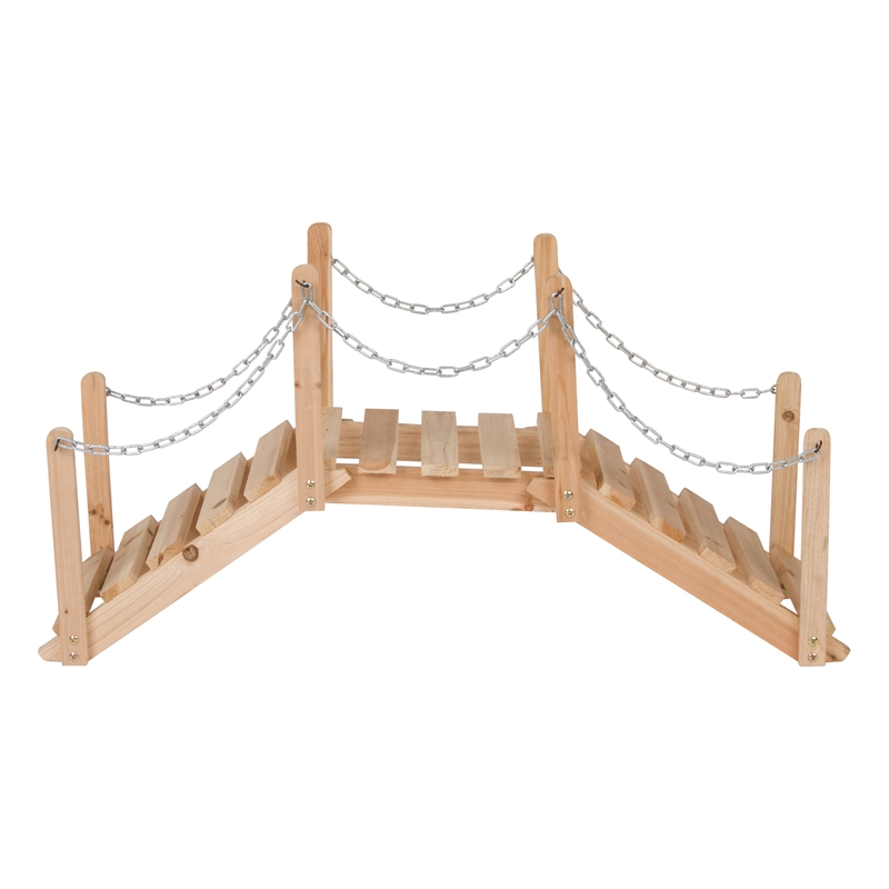Pemberly Row Transitional Cedar Wood Decorative Garden Bridge in Beige