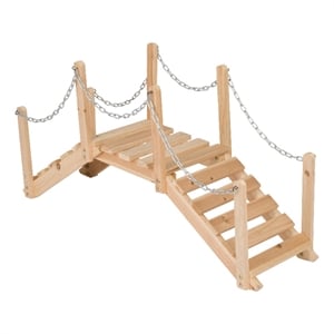 Pemberly Row Transitional Cedar Wood Decorative Garden Bridge in Beige